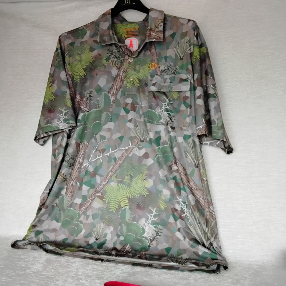 Mens XL Cordia Camouflage Green Shooting  Polo Shirt